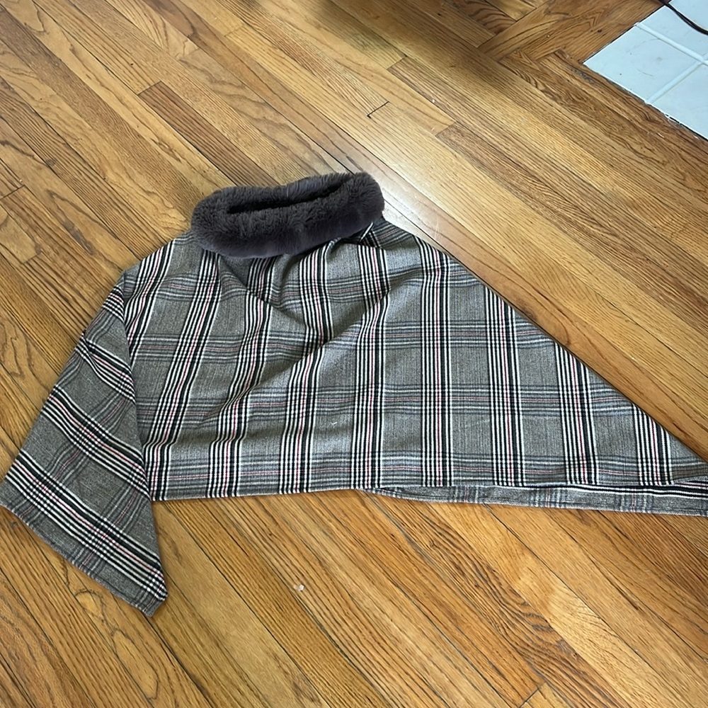 Faux fur poncho